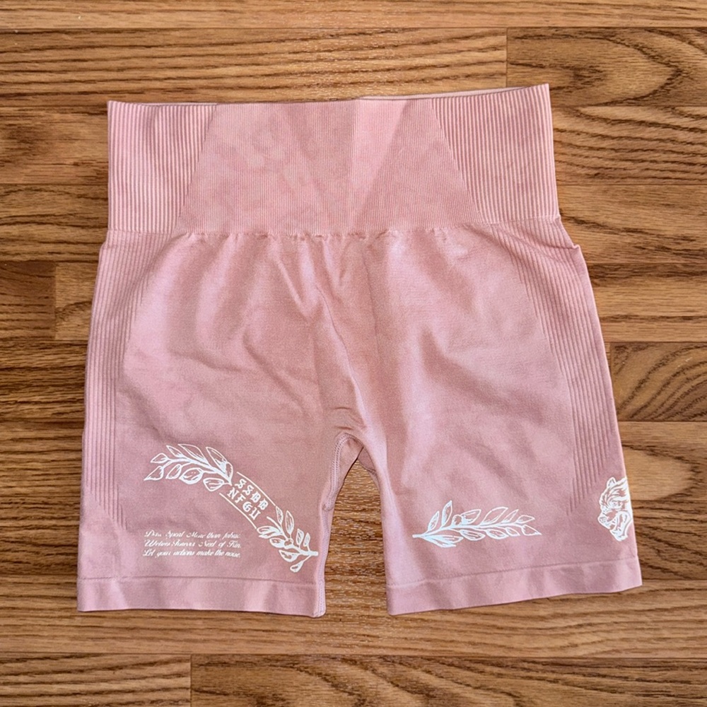 Darc Sport Women's Shorts NO SIZE Light Marble Pink Workout Fitness Bottoms Sexy